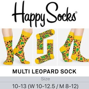 🆕🧦 Leopard Print HAPPY SOCKS Unisex Yellow Multi